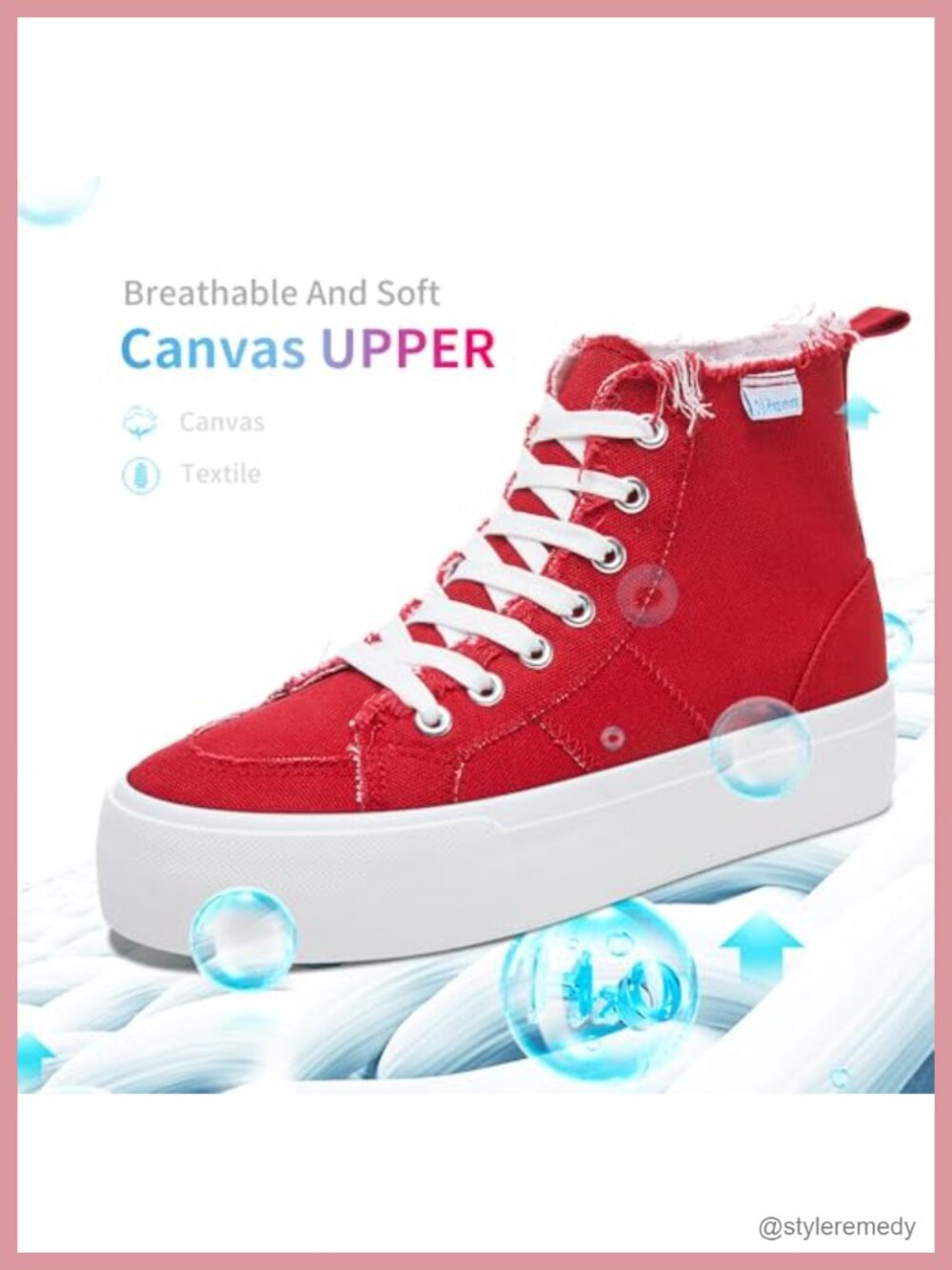 High Top Platform Sneakers Women Mid Calf Canvas Shoes Skate